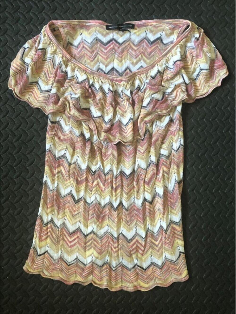 WHITE HOUSE BLACK MARKET CHEVRON KNIT SLEEVELESS TOP SIZE SMALL